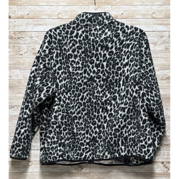 Lands End Womens 2X Leopard Print Zip Up Fleece Jacket with Zip Pockets - Picture 8 of 13